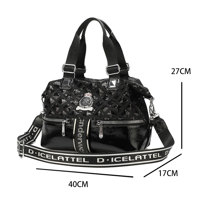 Vintage Sequin Glamour Tote Bag, Crossbody Satchel with Spacious Interior & Comfortable Handle - Timeless Embossed Design