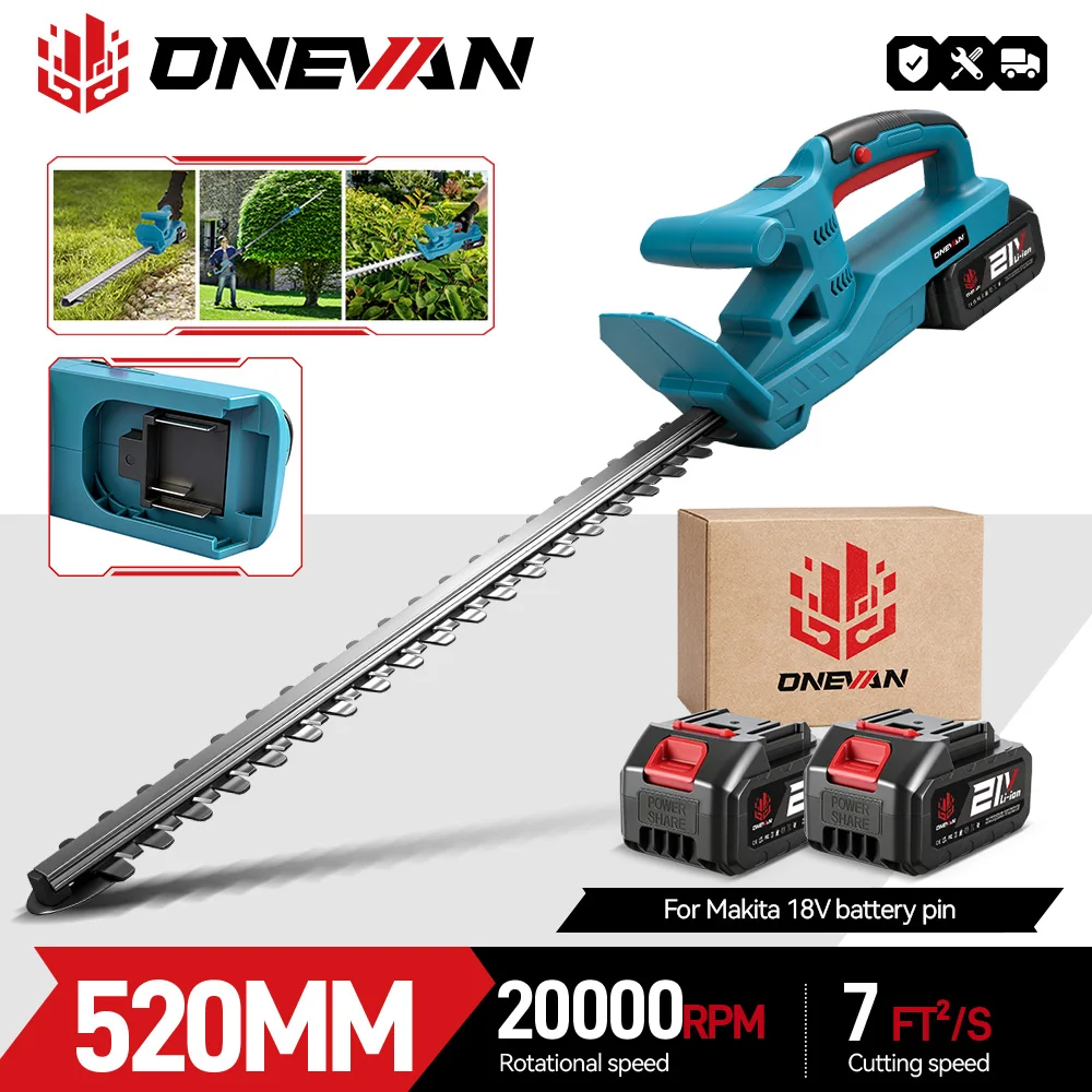 ONEVAN 20 Zoll elektrischer Heckenschere 3000 W 20000 U/min Rasenmäher Landschaftsbau Heckenschere Garten Lithium-Ionen-Akku Elektrowerkzeug