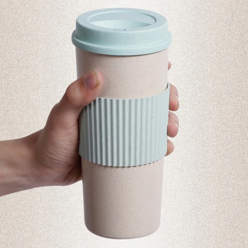 350/450/550ml Wheat Straw Coffee Cup Portable High Temperature Resistant Water Cup With Lid Reusable Eco-Friendly Travel Mug