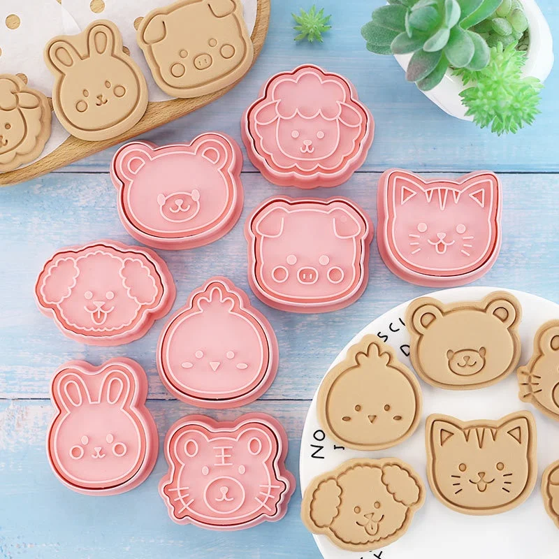 8Pcs Jungle Safari Cookie Cutter Biscuit Baking Mold Dinosaur Dog Cat Bear Foreset Animals Baking Cookie Tool Kid Birthday Party