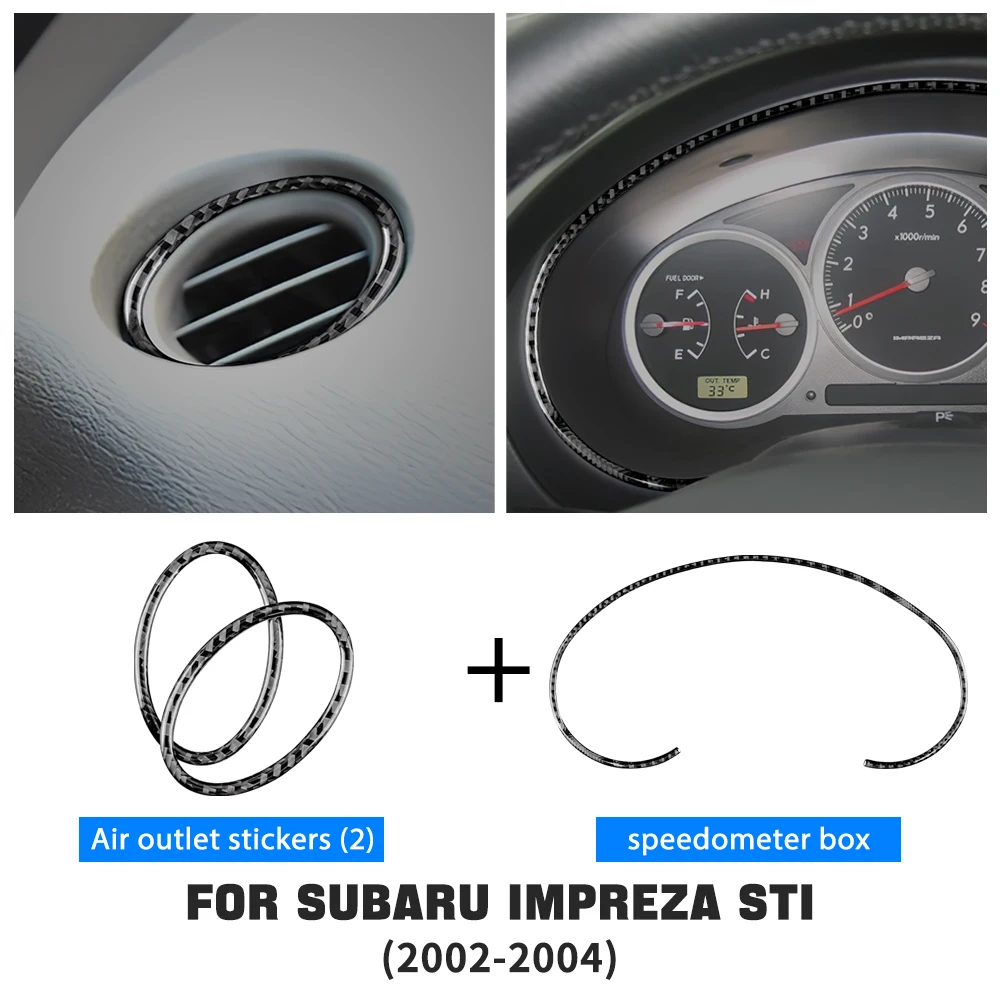 Real Soft Carbon Fiber Sticker For Subaru Impreza STI 2002 2003 2004 Speedometer Box Air Vent Car Sticker Trim Accessories