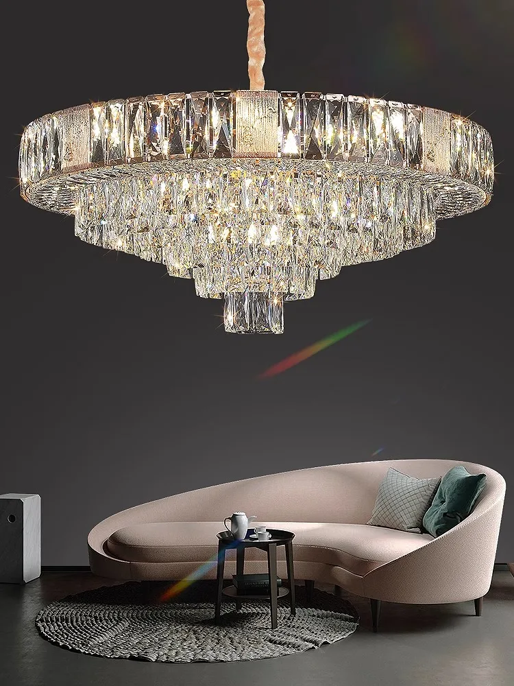 Imagem -04 - Nordic Luxury Clear Crystal Chandelier Long Hanging Lâmpadas Grande Home Decoração Sala de Estar Mesa de Jantar