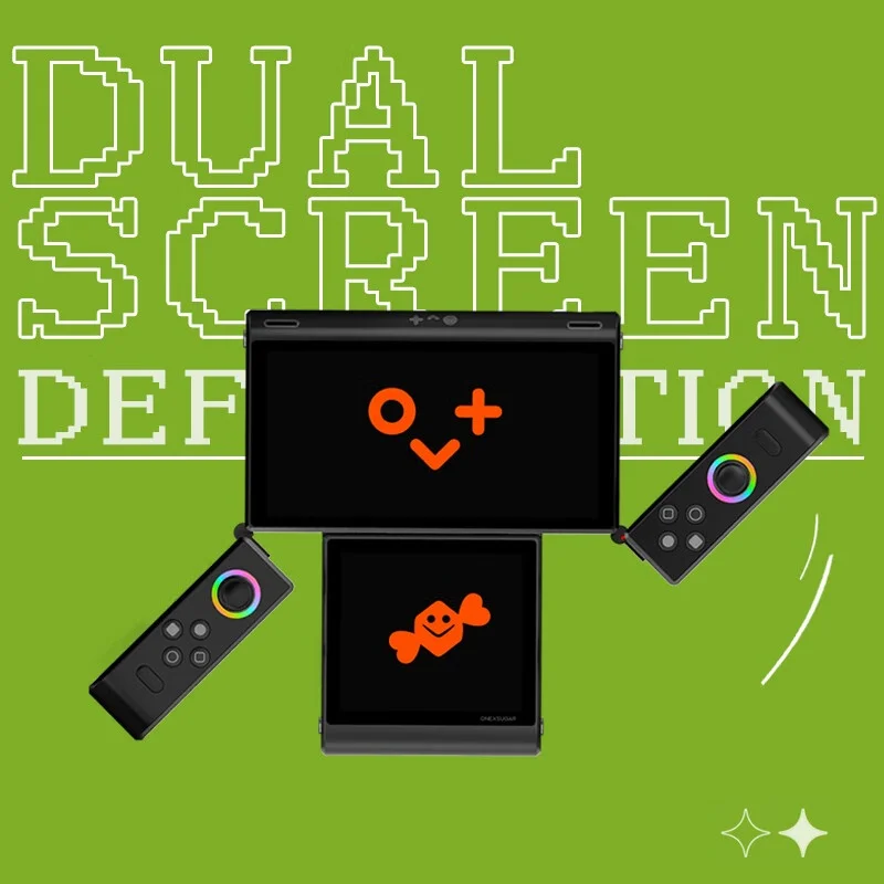 OneXPlayer OneXsugar Sugar 1 مشغلات الألعاب المحمولة Android14 شاشات OLED المزدوجة 512 جيجابايت تشوه وحدات تحكم الألعاب عصا التحكم في القاعة #4