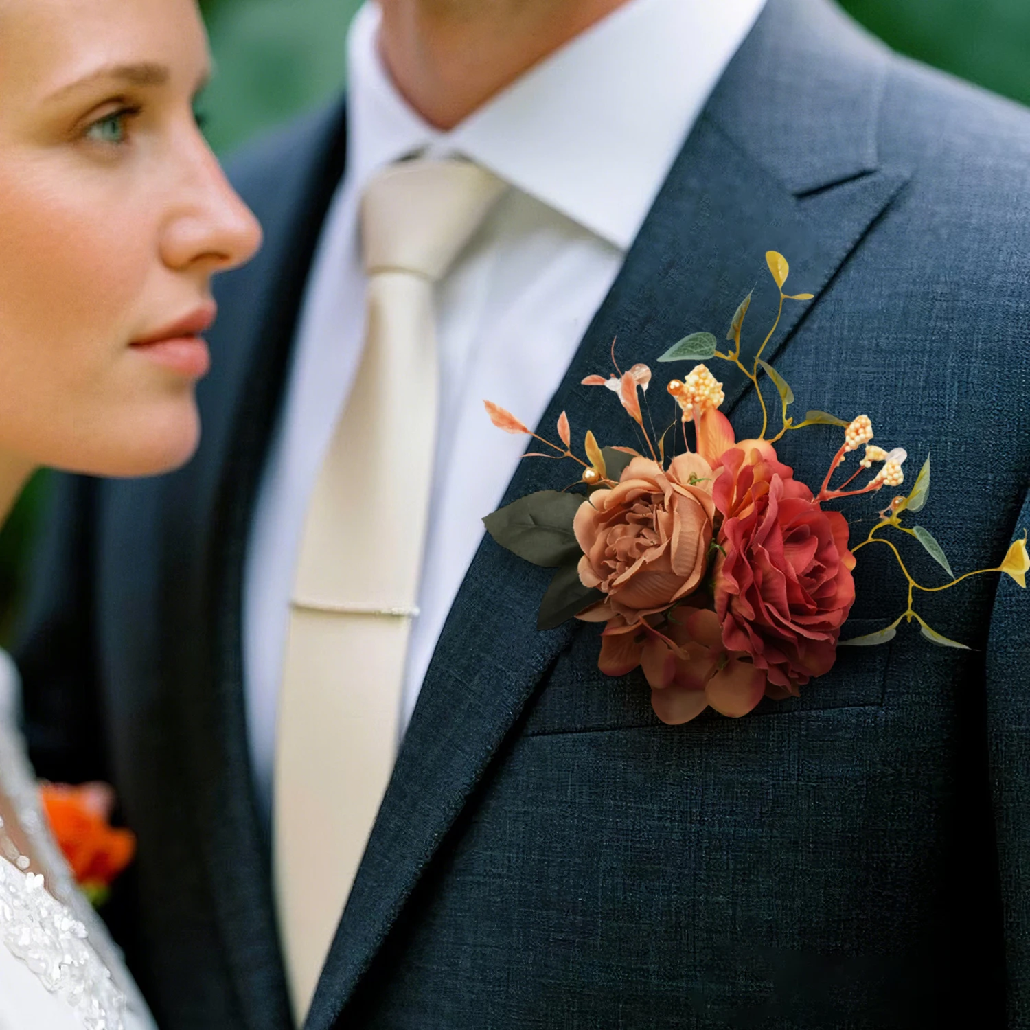 

Оранжевая карманная бутоньерка Uflower для жениха, жениха, гостяная бутоньерка для свадьбы, выпускного вечера, выпускного вечера, юбилея, выпускного