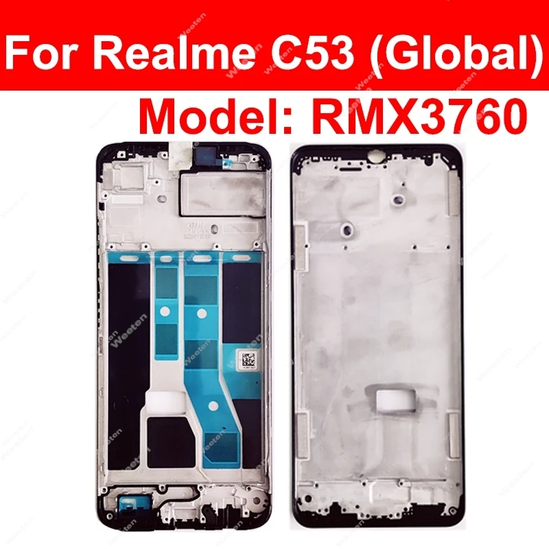 For Realme C51 C53 C55 C63 C65 C67 4G 5G Front LCD Frame Cover LCD Housing Holder Bezel Case Flex Repair Parts