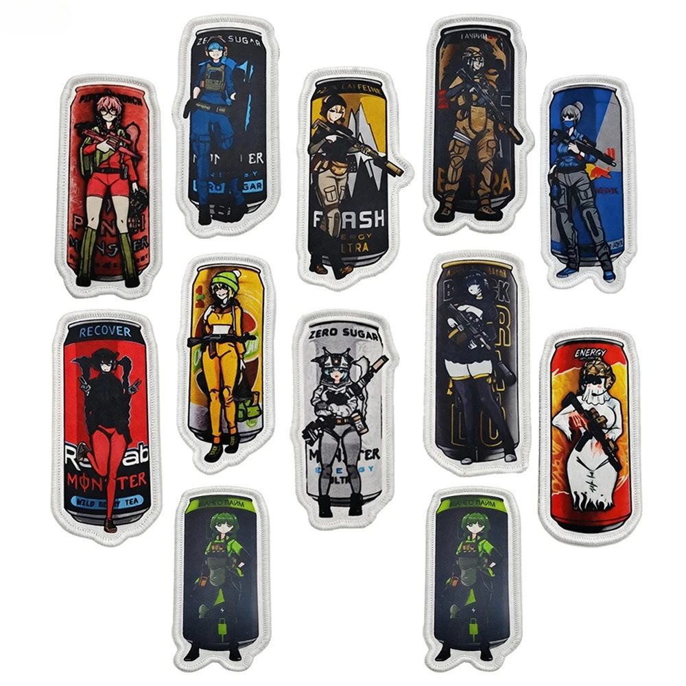 Apliques de Tecido Táticos de Anime com Meninas Fofas, com Fecho de Velcro, para Costura, Decoração e Reparo de Mochilas e Bolsas, e como Patches Militares