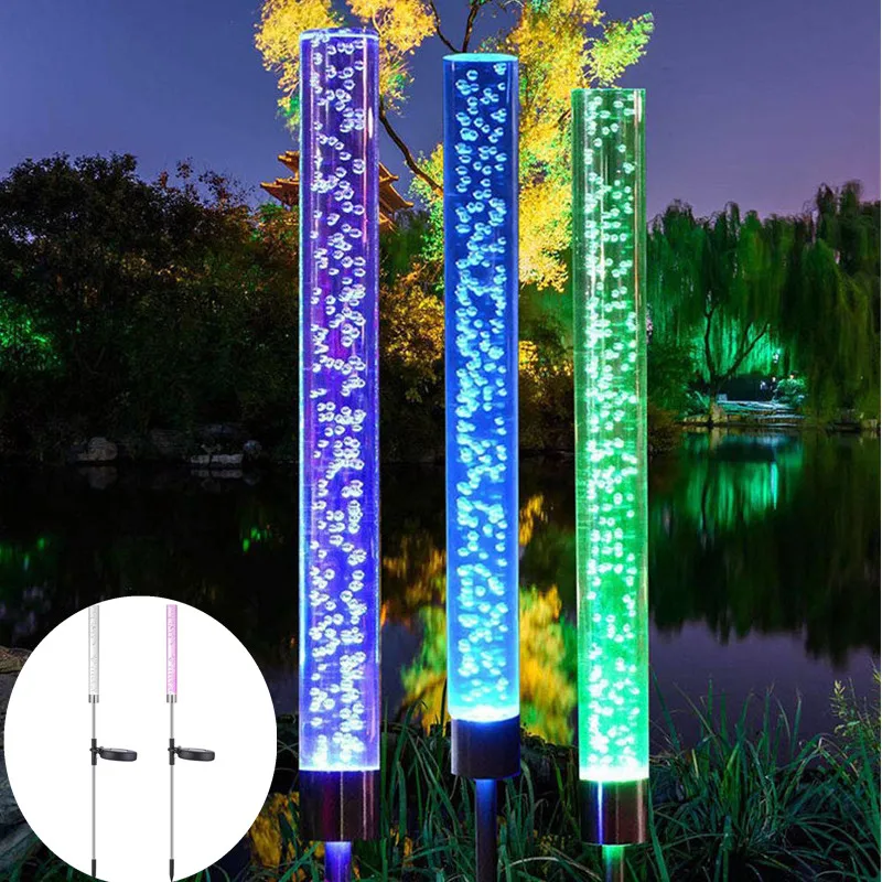 

Outdoor Solar Garden Lights Solar Tube Lights Solar Acrylic Bubble Light Waterproof RGB Color Changing Solar Stake Light