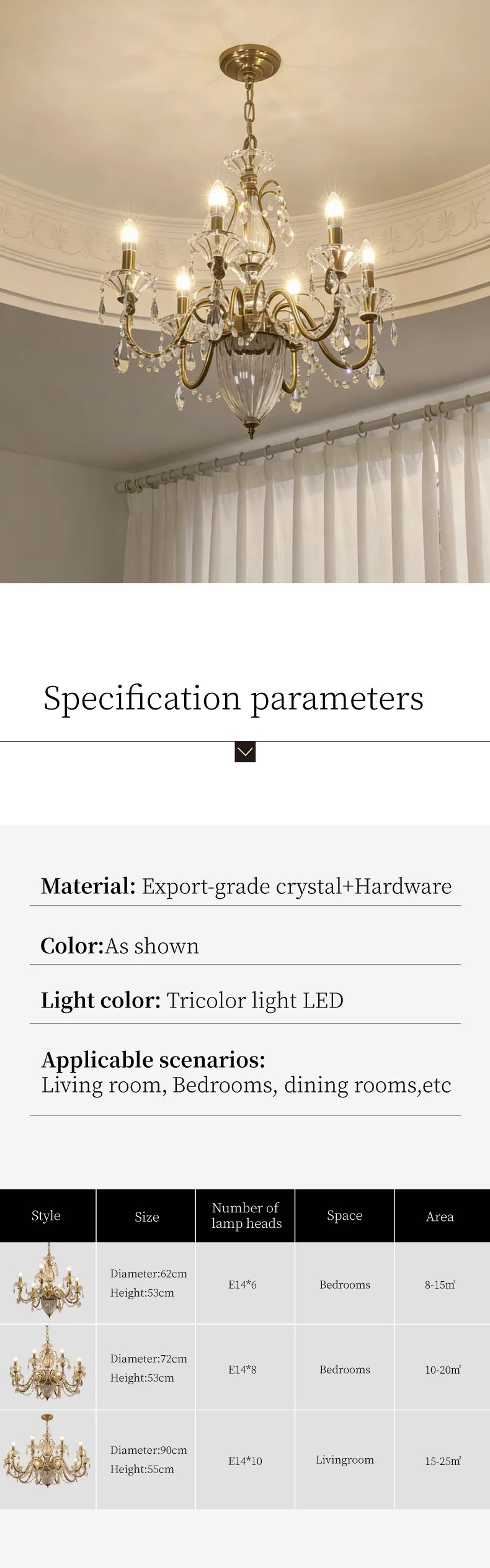 American Candle E14 Chandelier French Royal