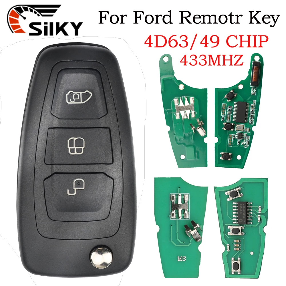 SilKY Flip Remote Control Car Key Fob ID49 Chip/4D63 CHIP 433MHz FCCID GK2T-15K601-AB/AA For Ford Transit Custom Tourneo 2015+