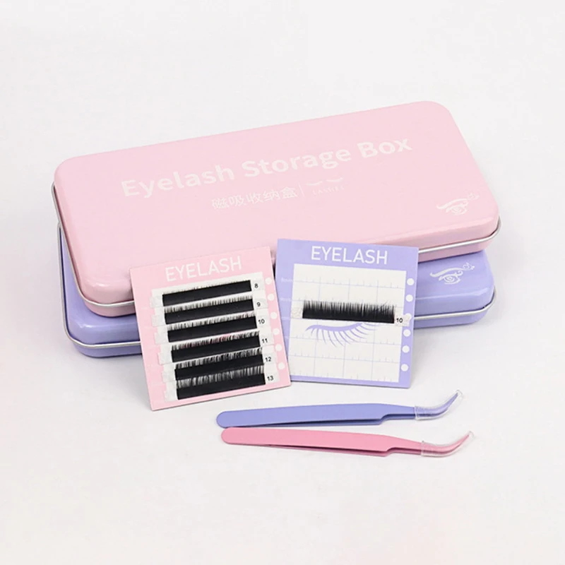 Empty Magnetic False Eyelash Storage Box With Diskettes Tweezers False Eyelash Holder Case Container Travel Pallet Lash Holder