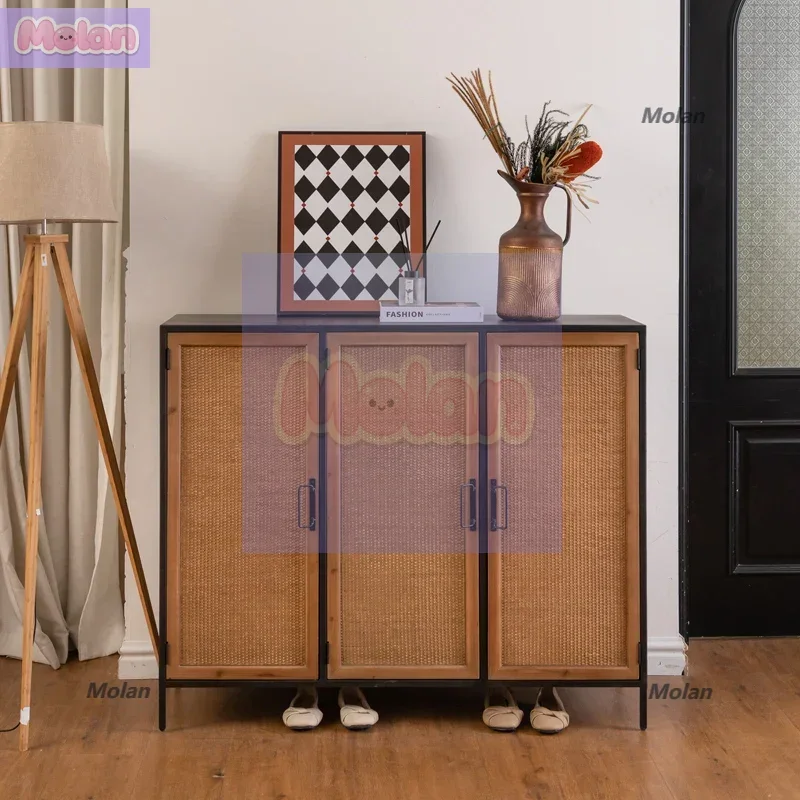 

French retro wrought iron shoe cabinet, home entrance entrance entrance cabinet, antique dining side cabinet, locker, storage ca