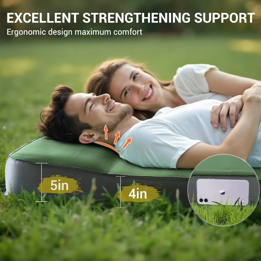 وسادة نوم ذاتية النفخ من رغوة الهواء مع مضخة كهربائية مدمجة للتخييم في الهواء الطلق 4 فصول 4 بوصة رغوة الذاكرة سميكة للغاية #3