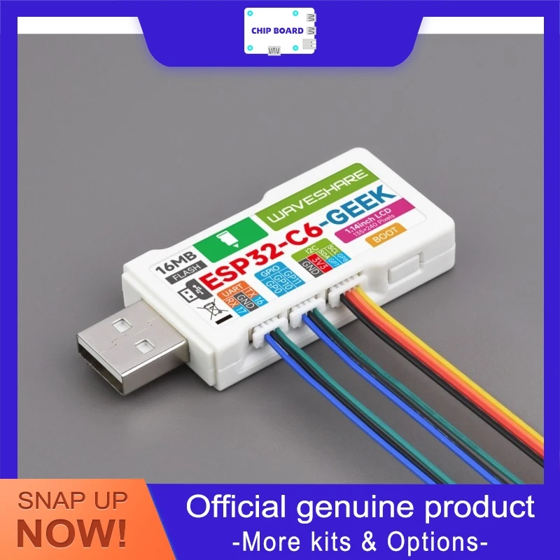 

Плата разработчика Waveshare ESP32-C6 GEEK с 1,14-дюймовым LCD-дисплеем, Wi-Fi 6, BLE 5, USB-A