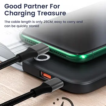 0,25m kabel USB typu C s rychlonabíjecím konektorem, datový kabel, krátký přenosný kabel USB-C s Lightning konektorem, nabíjení pro iPhone, powerbanku a telefonní kabel 6 nejlepší prodej Krátký kabel USB typu C - №2