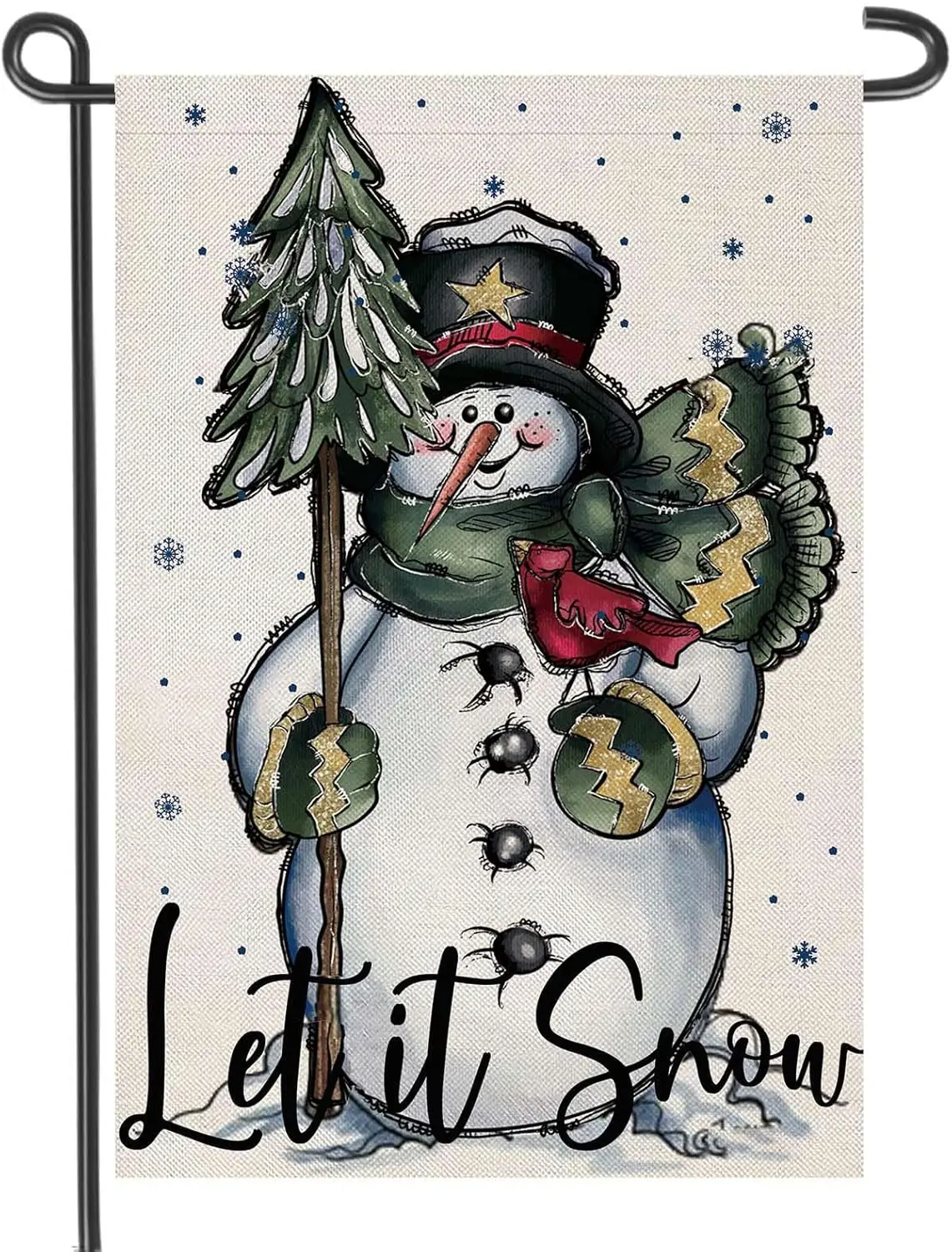 Winter Snowman Garden Flags for Outside, Seasonal Xmas Christmas Let it Snow Decorations, Small Xmas Decor for Farmhouse Yard Ou