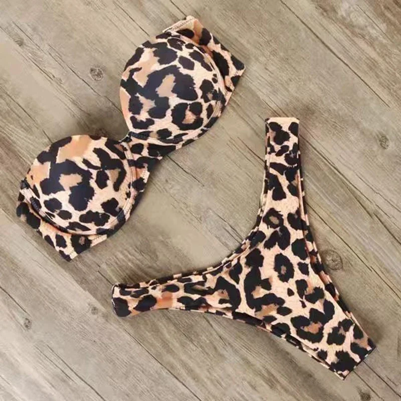 

Chic Leopard Print Push Up Bikini Swimsuit Women Sexy G-string Split Micro Bikini 2025 New Spice Girl Bathing Suit 2 Piece Sets
