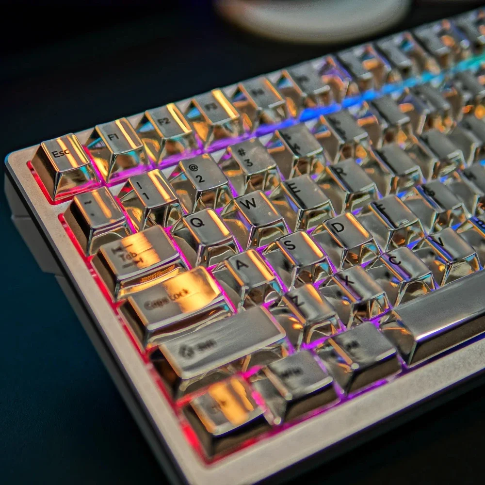 Metal Keycaps Full Set Matte Aluminum Gold Keycaps Zinc Alloy 6.25/7U Spacebar Silver Gold KeyCaps for Mechanical Keyboard Gamer