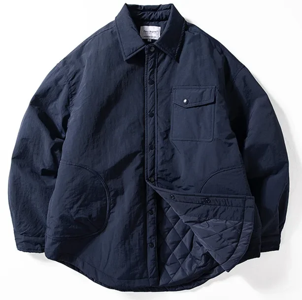 New Men Quilted Cotton Jacket Windproof Waterproof Warm Winter Coat Loose Casual Stand Collar Lightweight Outdoor Clothing