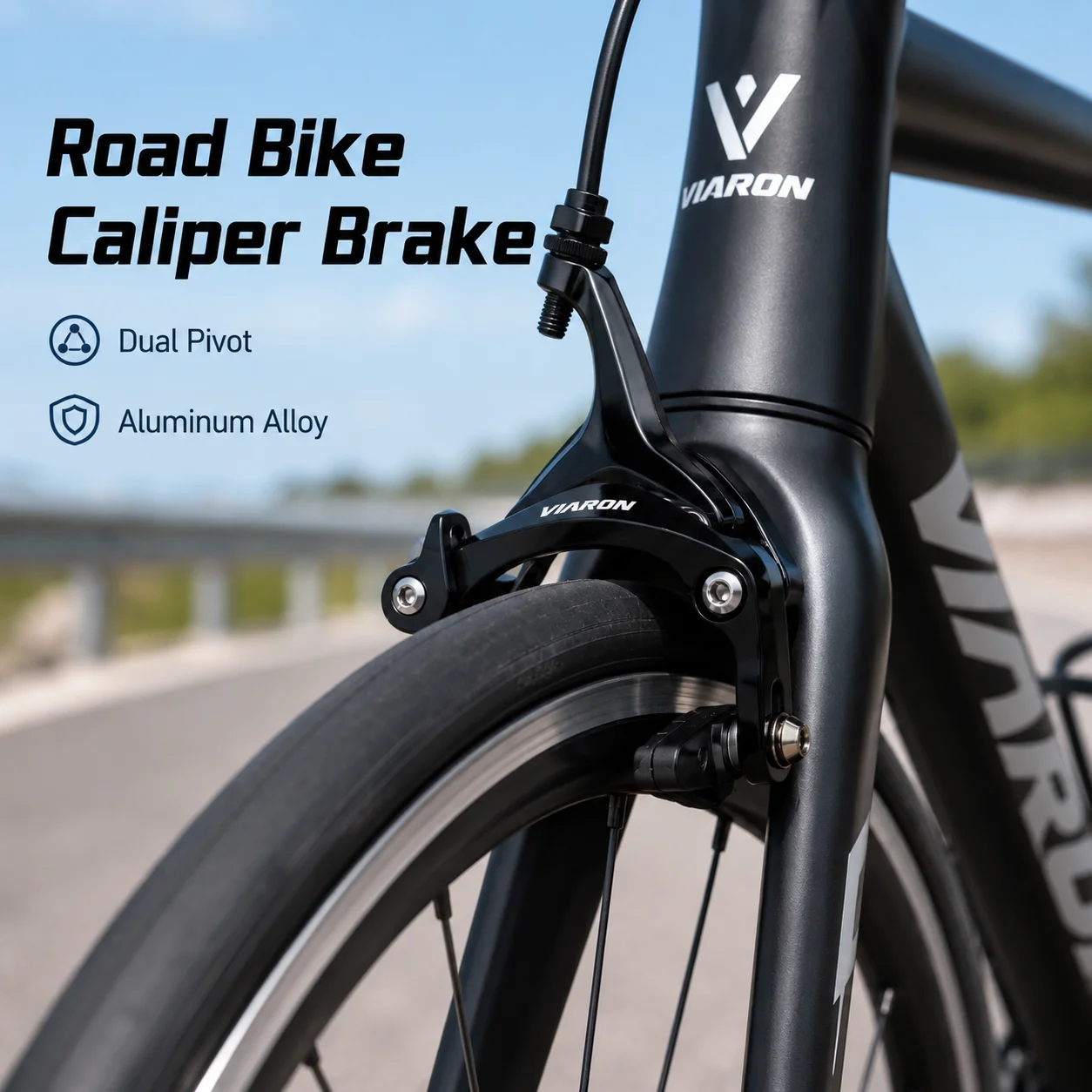 VIARON Road Bike Dual Pivot Caliper Brake Set Aluminum Alloy Front Rear Rim Brake 41-55mm Reach with 52mm Pads
