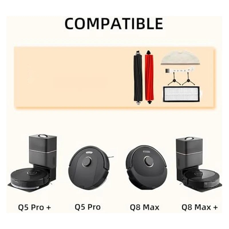 AT05-Accessories Kit Replacement Parts Plastic Compatible For Roborock Q8 Max /Q8 Max +/Q5 Pro/Q5 Pro+ Vacuum Cleaner
