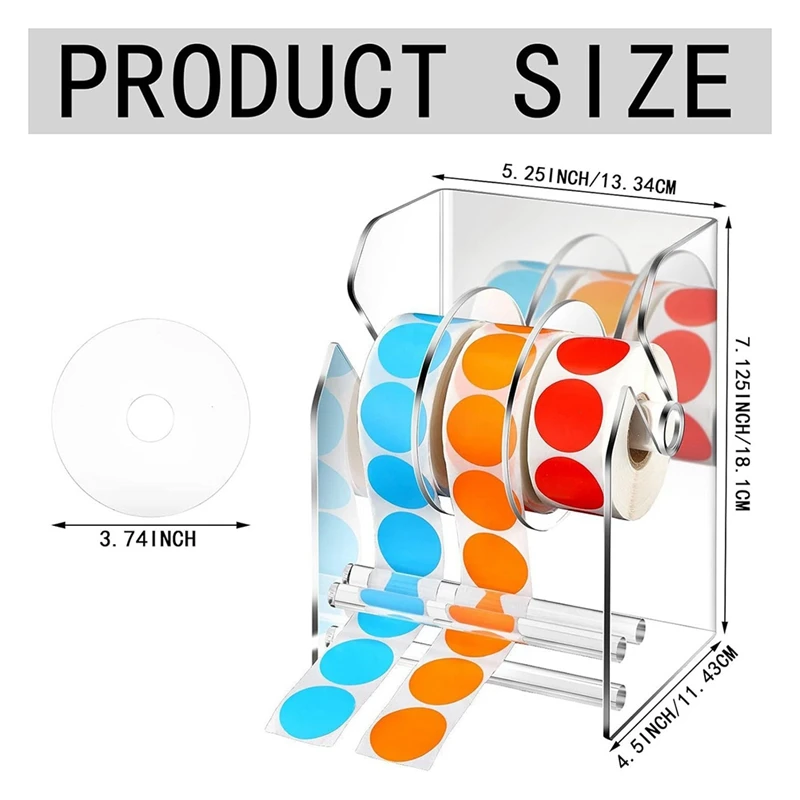 Distributeur d'étiquettes réglable en acrylique, porte-rouleau autocollant transparent