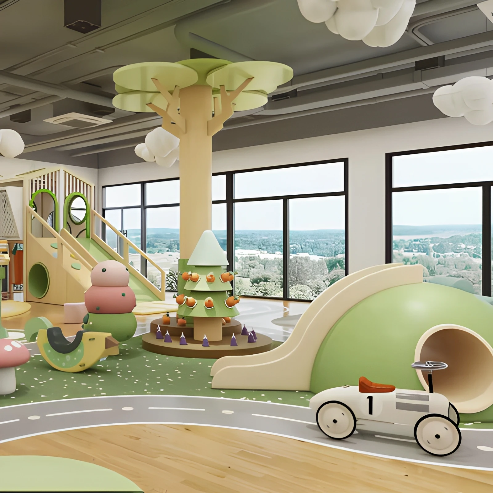 Eco-friendly Indoor Playground Equipment, Slides and Tree House, CE Certified, Customizable Size and Color, Commercial Use