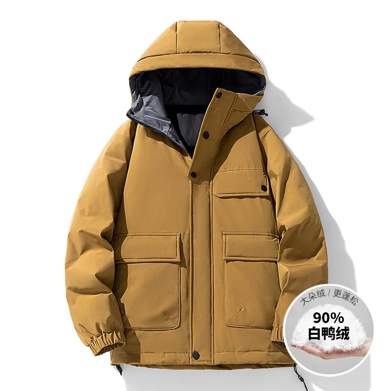 

Men's down jacket, white duck down filled thick warm jacket, autumn and winter casual windproof cold-resistant top coat