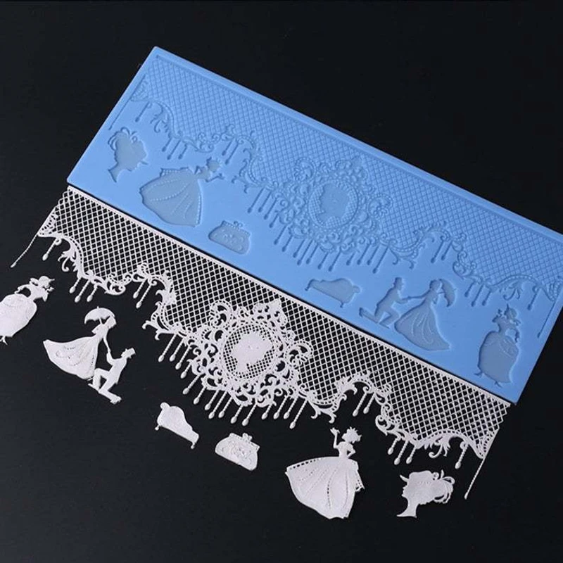 Newly-married Couple Lace Wedding Cake Silicone Beautiful Fondant Mold Mousse Sugar craft Icing Mat Pad Pastry Baking Tool k782