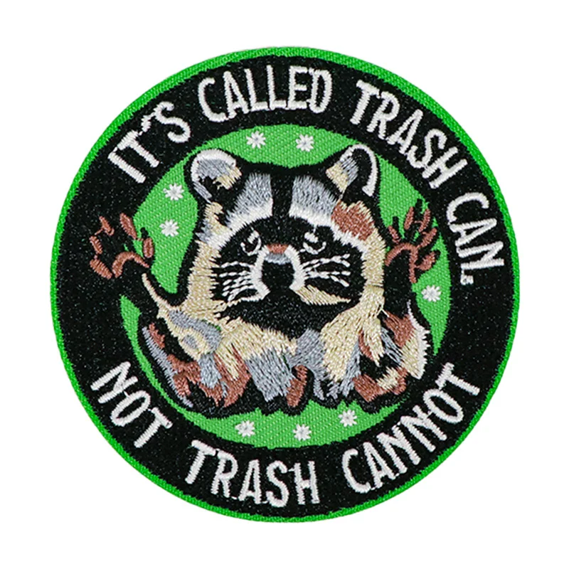 

1pc Embroidered Raccoon Patch Iron On Sew On Funny Quote Badge Durable Applique for Jacket Backpack Hat