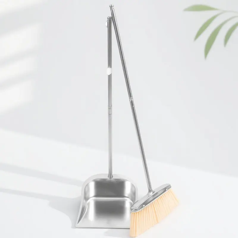 1Set Broom and Dustpan Set Excellent Texture Strong Break Resistance Floor Sweeping Broom Dustpan for Home Garage Deck
