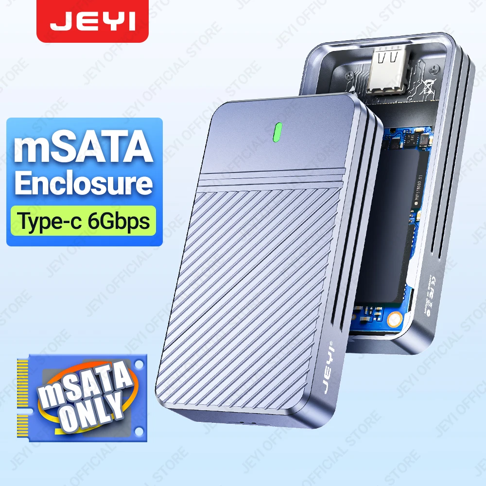 JEYI MSATA zu USB 3.1 Gen2 10Gbps SSD-Gehäuse-Adapter mit Typ-C-Anschluss für interne MSATA-Solid-State-Laufwerke/Harddisks