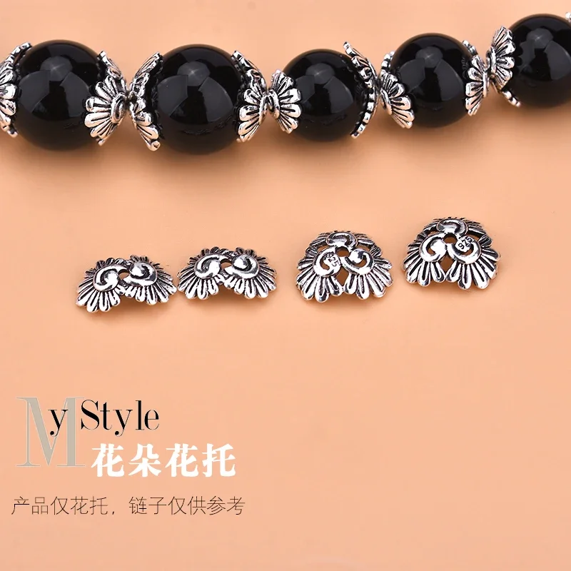 5 sztuk 925 Sterling Silver 2 kwiaty 3 kwiaty oddzielone koraliki oddzielone osłonka na doniczkę Vintage ręcznie tkane biżuteria DIY akcesoria