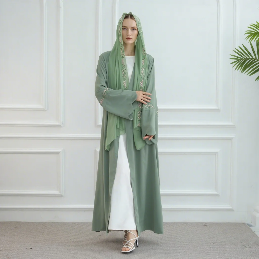 

Embroidery Muslim Modest Cardigan for Women Eid Dubai Kimono Abaya Dress Luxury Islam Saudi Turkey Kebaya Caftan Robe Clothing