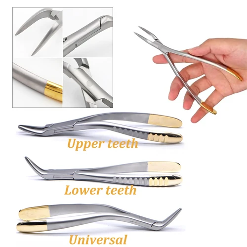 Pinzas de raíz Residual Dental, fórceps de extracción de dientes, mandibulares maxilares curvos, alicates universales, herramientas de odontología, 1/3 Uds.