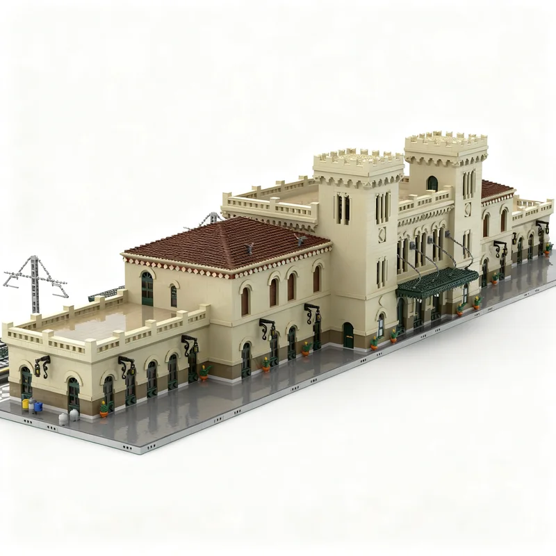 16744pcs MOC Stazione Di Taormina Giardini-Naxos City Trains Model Building Blocks Brick Assemble Birthday Creative Education