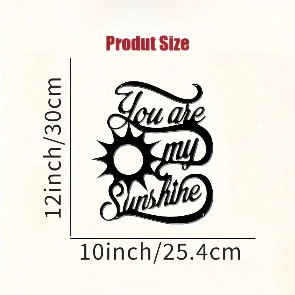 CIFBUY Metal Wall Art You Are My Sunshine Iron Wall Decor Inspirational Quote Sign Handcrafted Sun Design Cursive Lettering Home