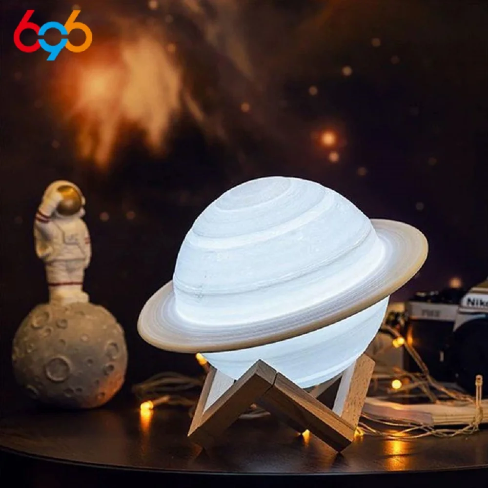 

Новый ночник Saturn с 3D принтом, 16 цветов, дистанционное сенсорное управление, прикроватная USB светодиодная лампа, украшение для спальни, лунный свет, подарки для детей