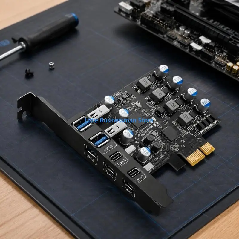 4-Port PCIE USB Card with 2 USB-A and 2 USB C Receptacles for Desktops Expansion M76A