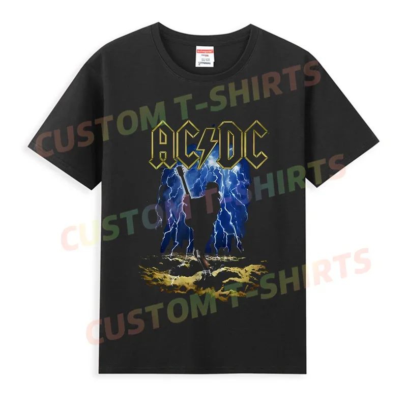 2024 Hot Sale Summer 100% Cotton AC Highway To Hell Band Logo Official DC T Shirt Men Short Sleeves Cool Tee Streetwear T-shirt