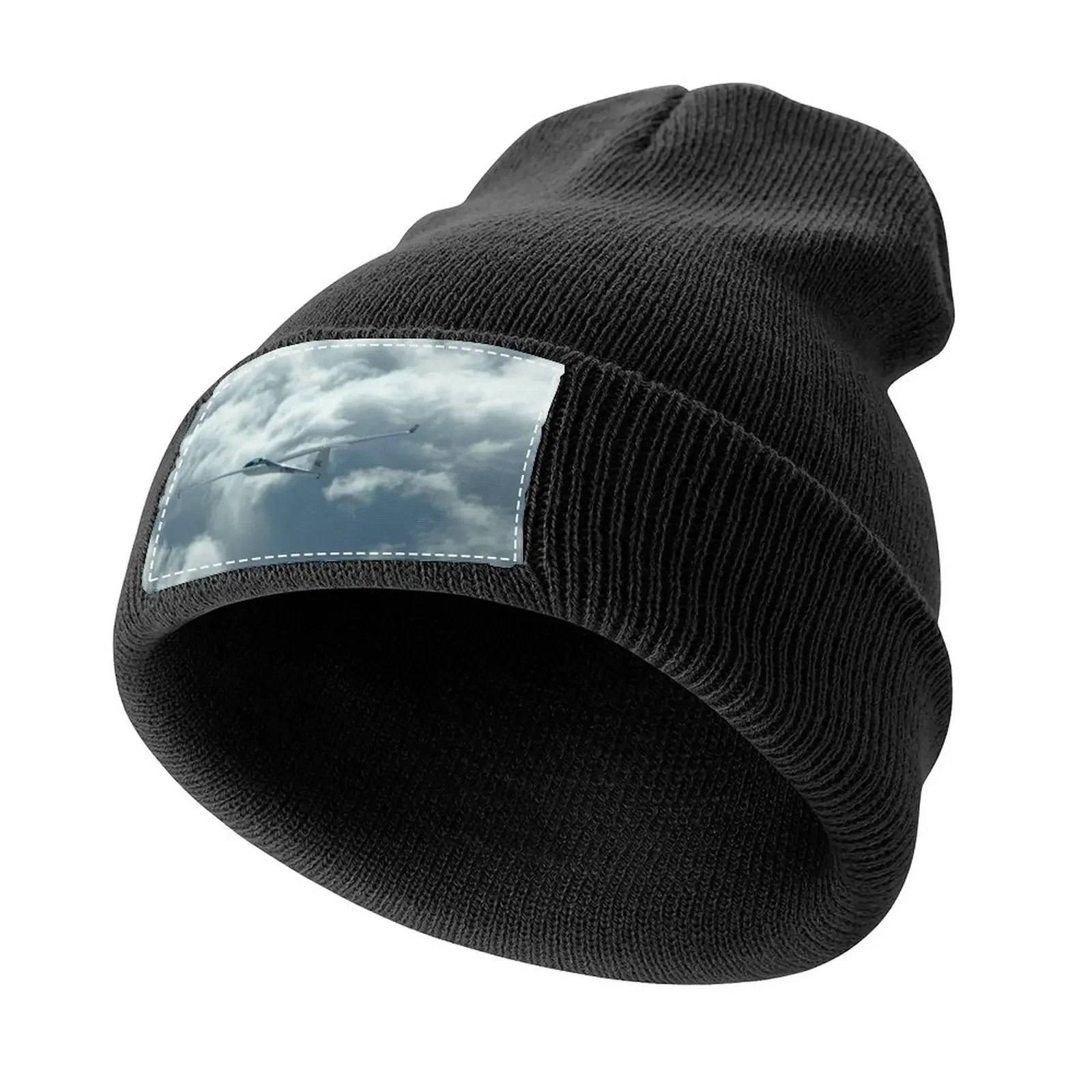 Glider flying above the clouds. Knitted Cap beach hat birthday Anime Girl Men's