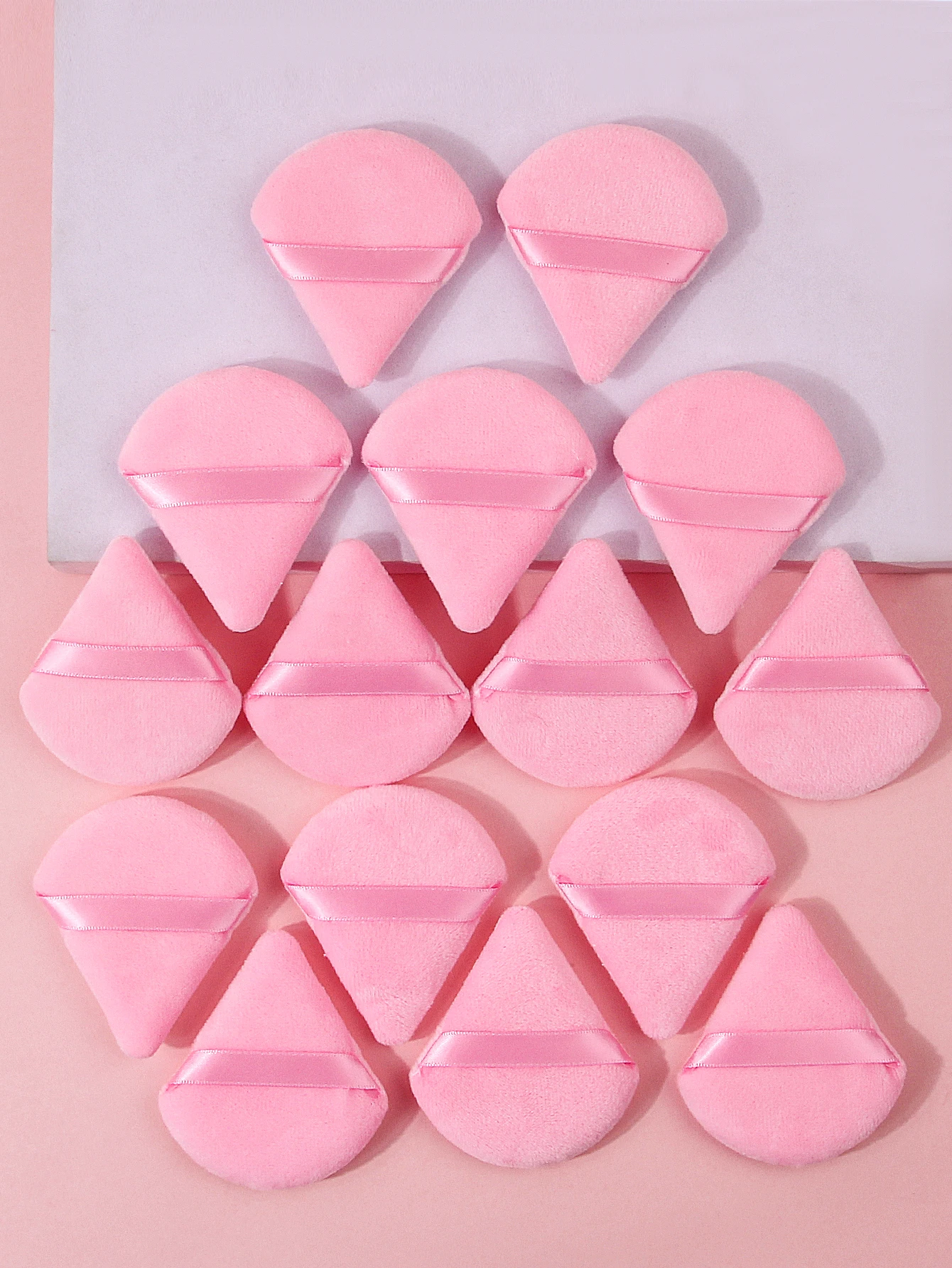 Conjunto de sopro de pó de 15 unidades - Esponja triangular reunida para pó solto/prensado, aplicadores ultrassom macios para rosto e olhos