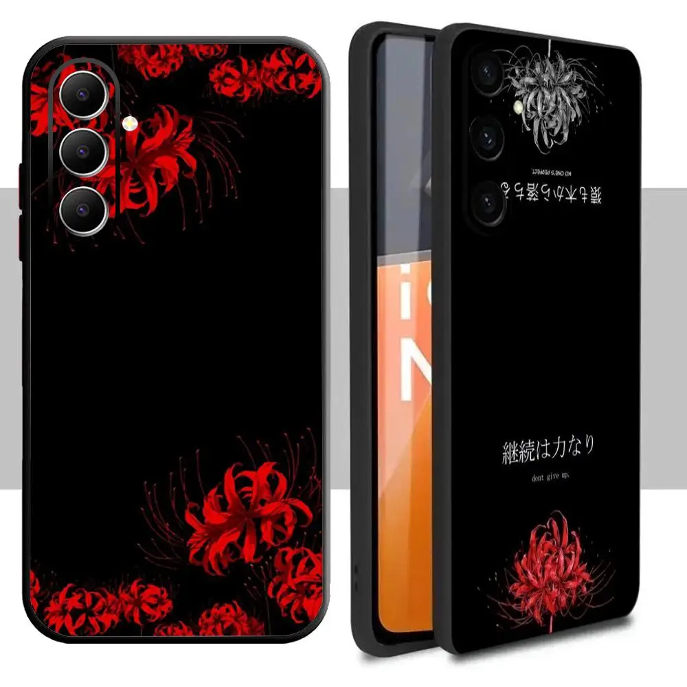 Japan Art Red spider lilys japan Phone Case For Samsung Galaxy S26 S25 S24 S23 S22 S21 Plus Ultra Note20 Soft Black view 3