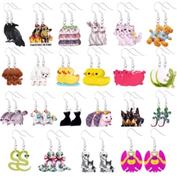 Animal Earrings For Women Cute Acrylic Earrings Funny Personal Party Gifts Duck  Dog Cat Snake Rabbit Lizard Hamster Hot Dog Ted