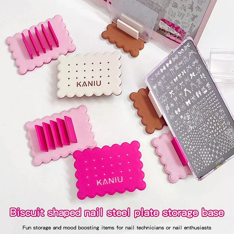 Nail Art Seal Template Steel Plate Storage Base Biscuit Shape Holder Nail Stamp Templates Holder Stencils Storage Rack Display