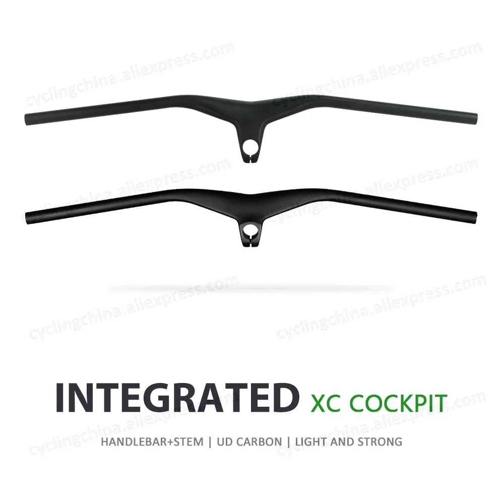 Nologo Vollcarbon-Mountainbike-Lenker mit Vorbau -17 °    65/75/85/95 mm MTB integrierter Lenker für XC COCKPIT Fahrradteile