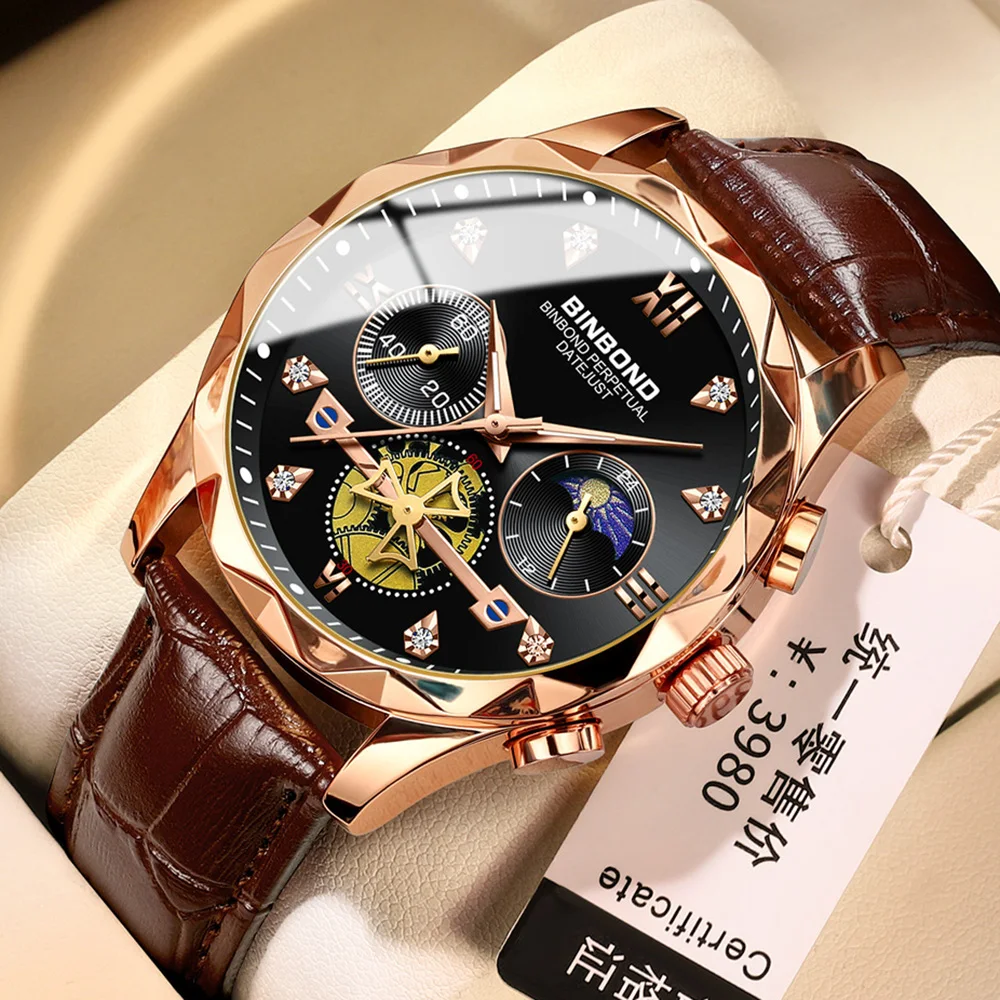 

2023 New Fashion Chronograph Men Watches Top Brand Luxury Leather Waterproof Luminous Date Business Wristwatch Relogio Masculino