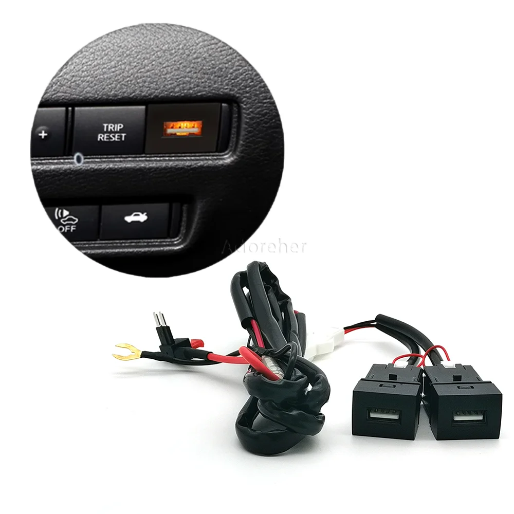 

Автомобильное быстрое зарядное устройство с двумя USB-портами для телефона, адаптер для автомобильной зарядки, адаптер для Mitsubishi Outlander 2023, аксессуары