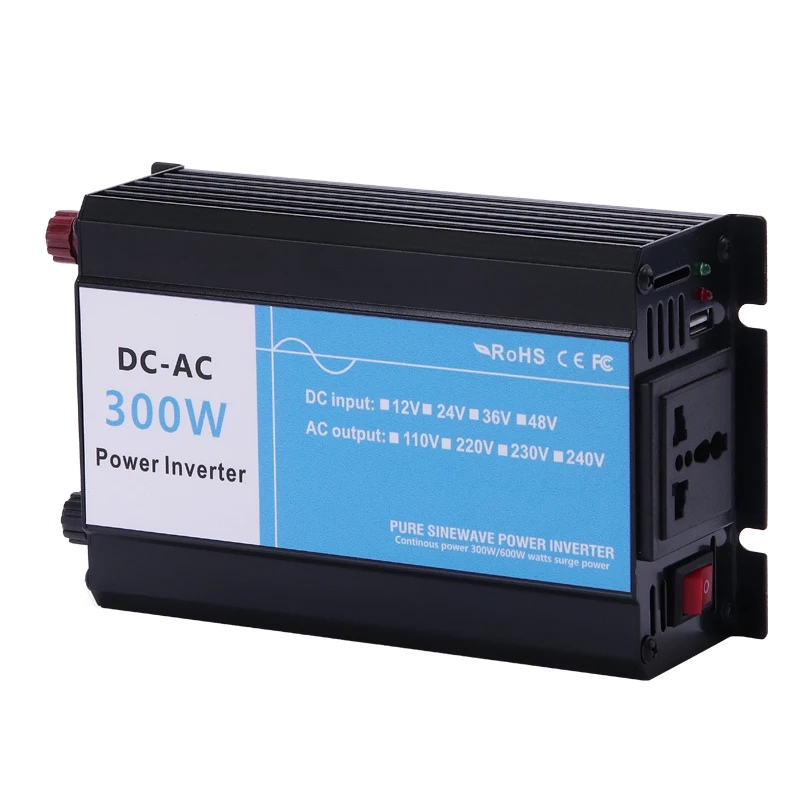 Pure Sine Wave Power Inverter 12V 24V 48V To 110V 220V 300w 500w Inversor DC To AC Power Inverter