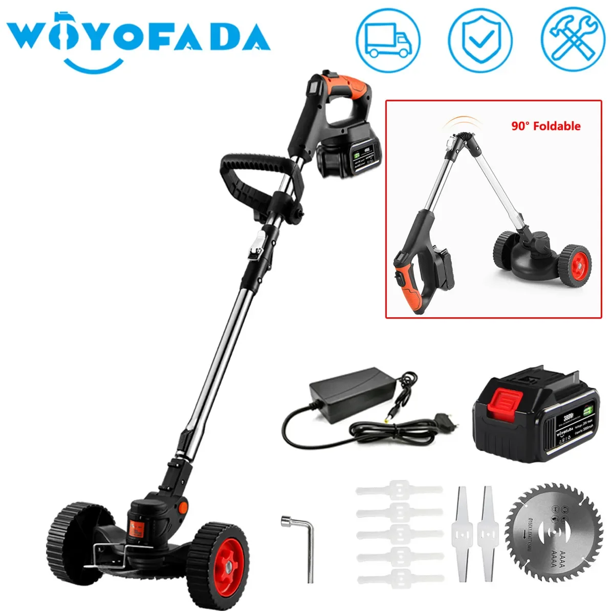 Electric Lawn Mower 20V Cordless Grass Trimmer Length Adjustable Cutter Household Garden Tools Compatible Makita 18V Battery