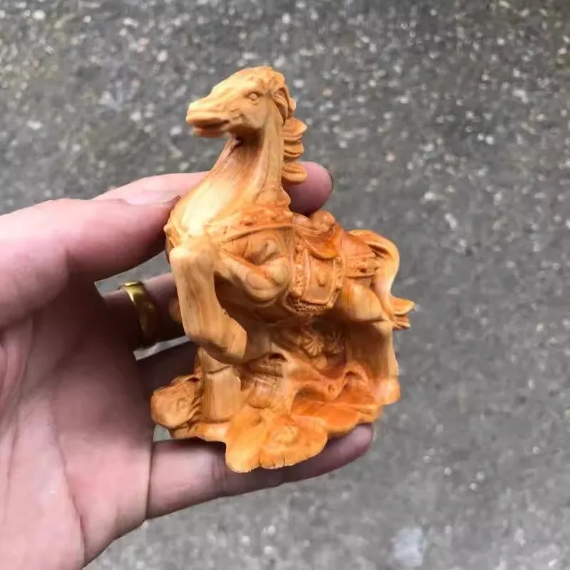 Natural Thuja Wood Carving Horse Statue, Feng Shui Horse for Success & Wealth, Home Office Desk Car Decor, Birthday Gift for Men